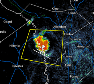 Single-cell storm near the Georgia/South Carolina border