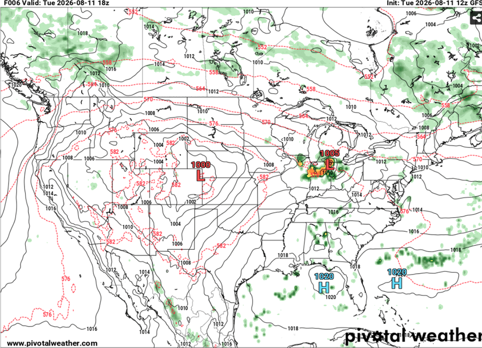 GFS model run via Pivotal Weather